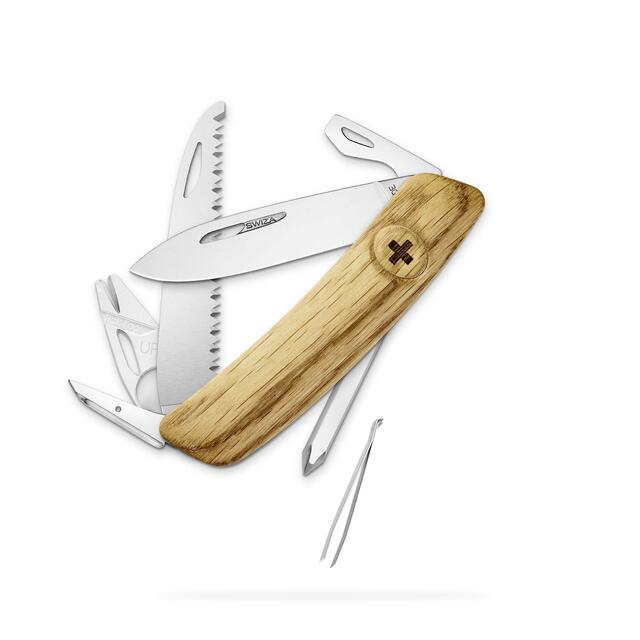 Lommekniv med flåttfjerner Swiza TT06 Wood Oak