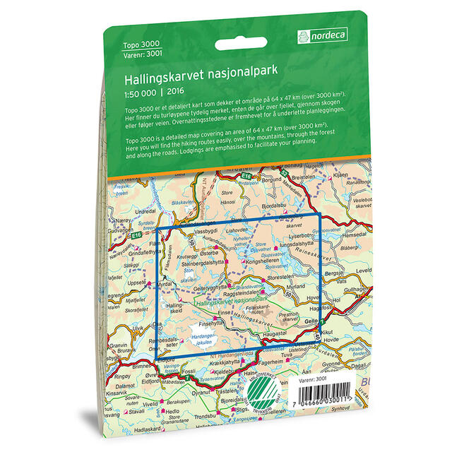 Hallingskarvet nasjonalpark Nordeca Topo 1:50 000 3001