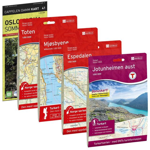 Jotunheimstien DNT Kartpakke fra Oslo til Gjendesheim