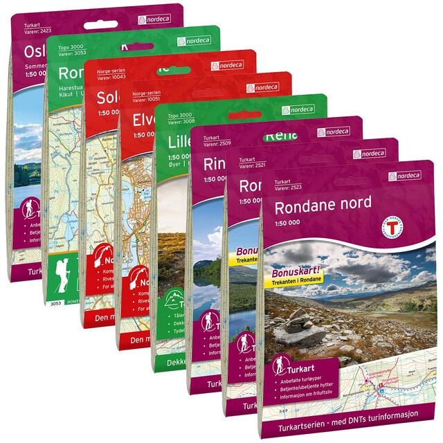 Rondanestien DNT Kartpakke fra Oslo til Hjerkinn