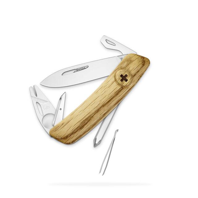 Lommekniv med flåttfjerner Swiza TT04 Wood Oak