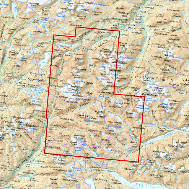 Smørstabbstindan Leirvassbu Calazo Høyfjellskart 1:25 000 Jotunheime