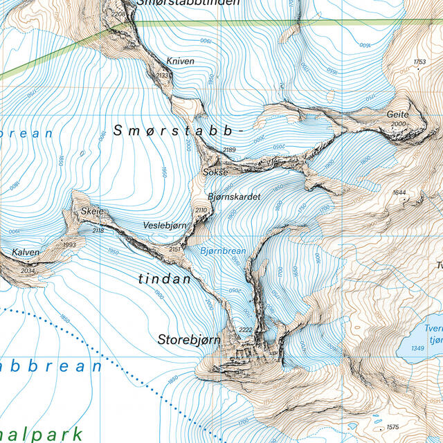 Smørstabbstindan Leirvassbu Calazo Høyfjellskart 1:25 000 Jotunheime