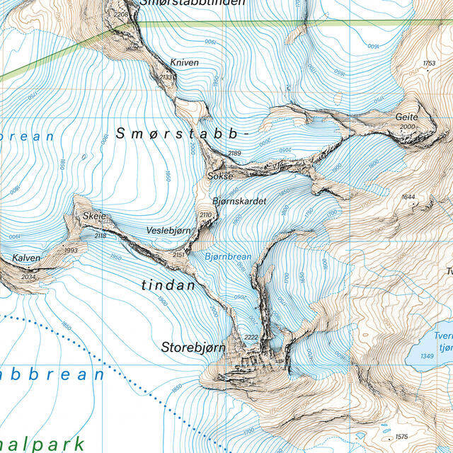 Smørstabbstindan Leirvassbu Calazo Høyfjellskart 1:25 000 Jotunheime 