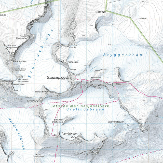 Høgruta Calazo Høyfjellskart 1:25 000 Jotunheime
