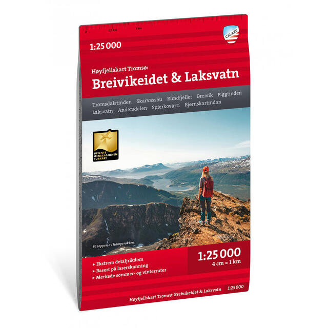 Breivikeidet Laksvatn Calazo Høyfjellskart 1:25 000 Tromsø 