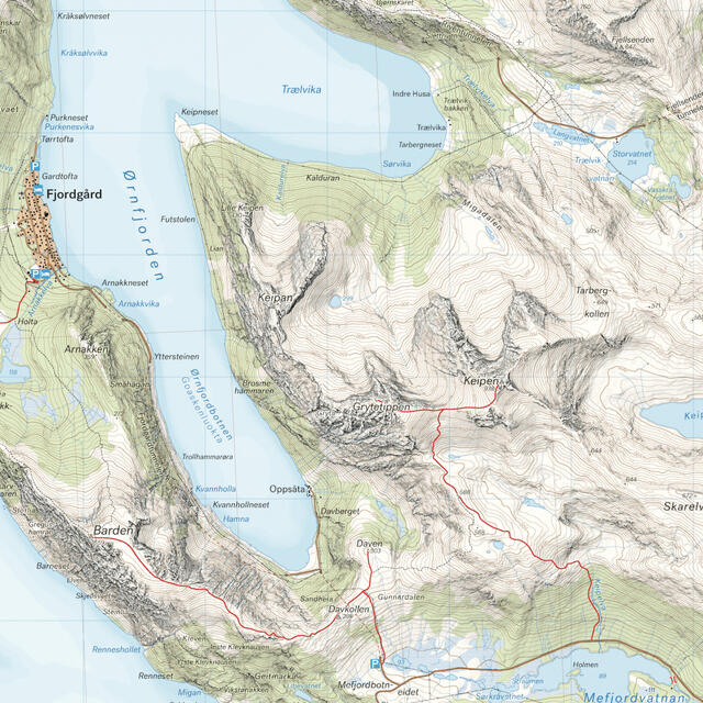 Keipen Tredjefjellet Kvænan Calazo Høyfjellskart 1:25 000 Senja