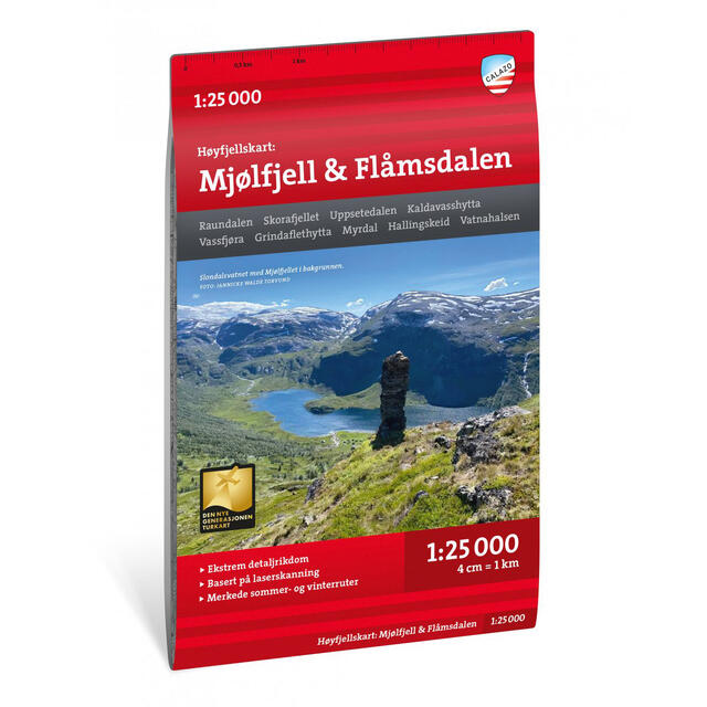 Mjølfjell Flåmsdalen Calazo Høyfjellskart 1:25 000 