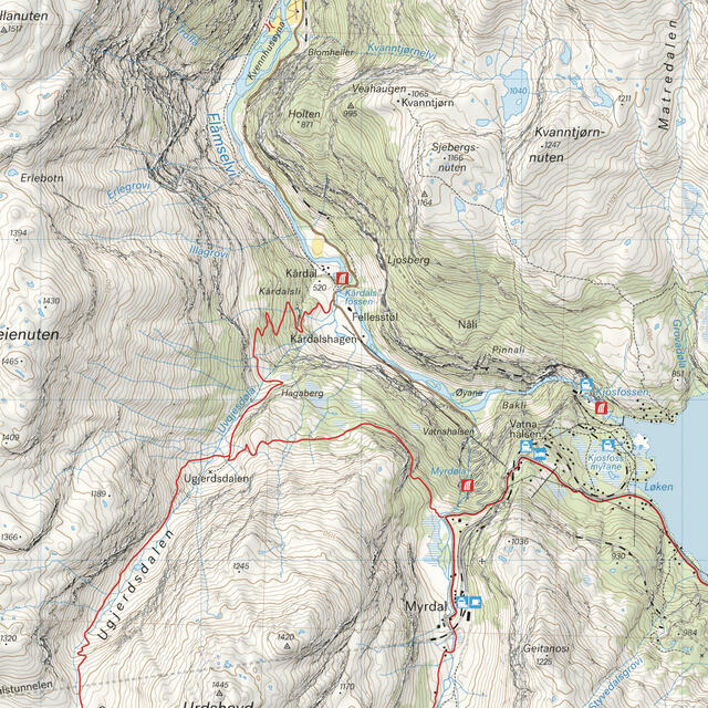 Mjølfjell Flåmsdalen Calazo Høyfjellskart 1:25 000 