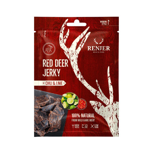 Hjort Jerky med chili og lime Renjer Red Deer Jerky Chili Lime 25g
