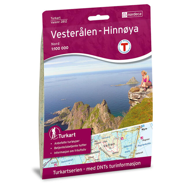 Vesterålen Hinnøya nord Nordeca Turkart 1:100 000 2812 