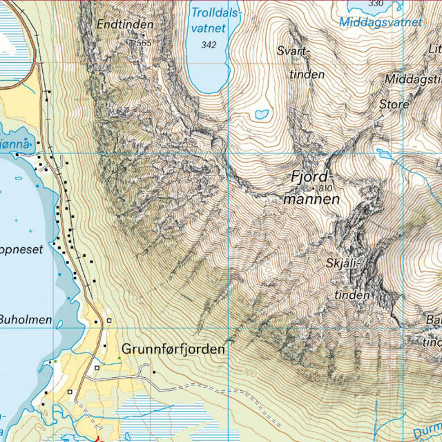 Austvågøya Svolvær Calazo Høyfjellskart 1:30 000 Lofoten