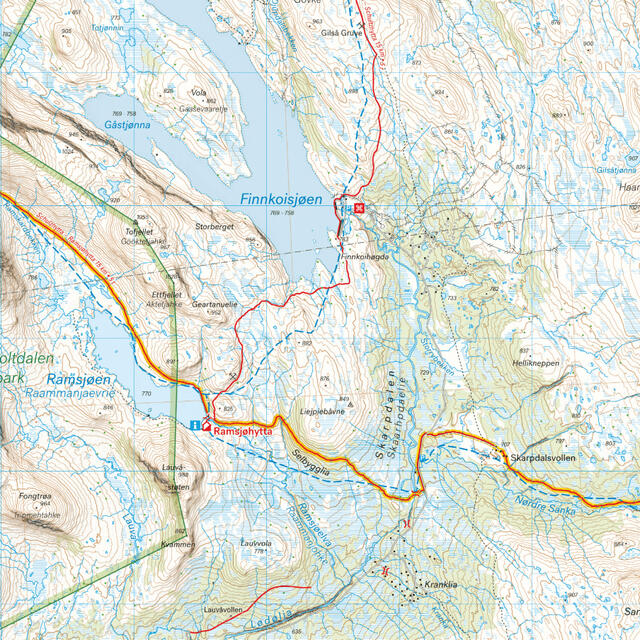 Norge på tvers Calazo Turkart 1:50 000