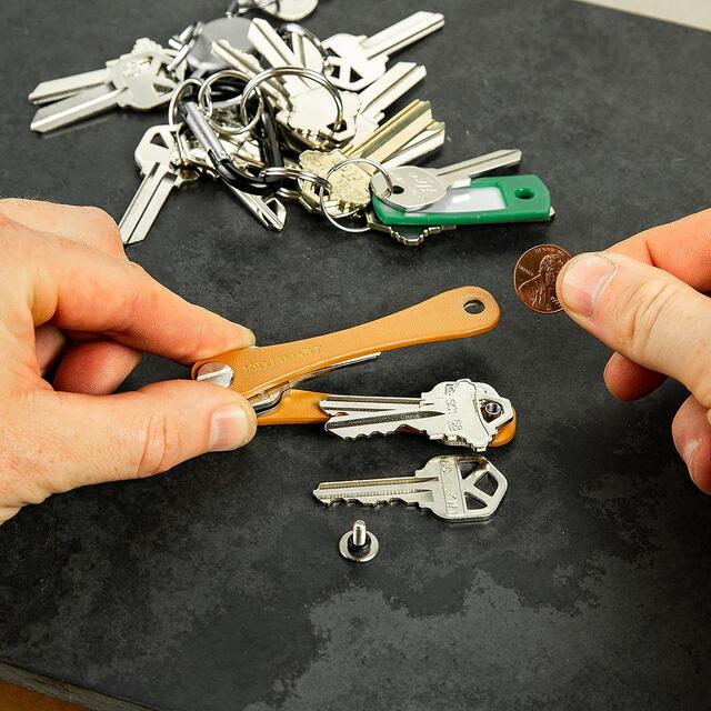 Nøkkelknippe KeySmart Tan Leather 