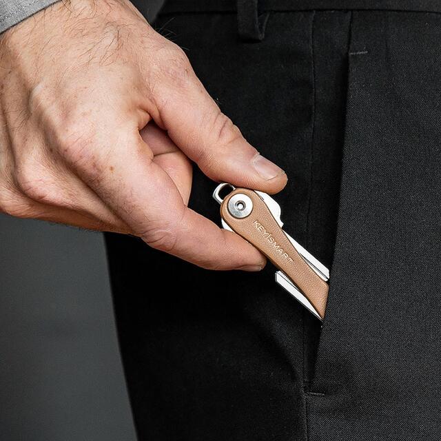 Nøkkelknippe KeySmart Tan Leather 