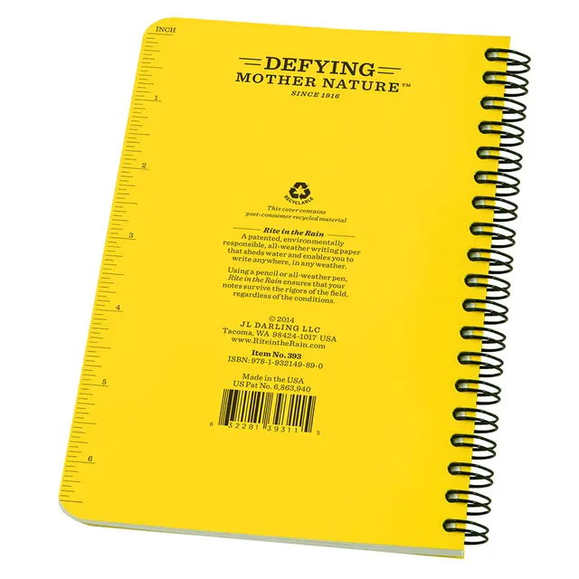 Vannfast spiralbok Rite In the Rain No393 Yellow 
