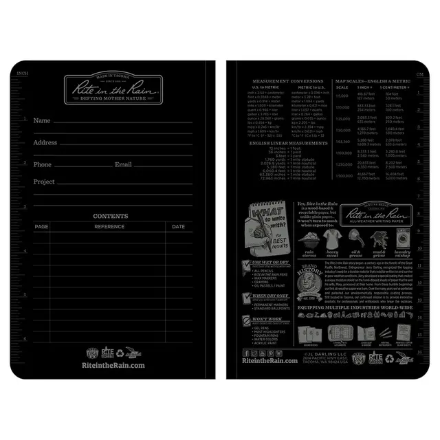 Vannfast notatbok Rite In the Rain No774 Black 