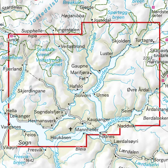 Sogndal Årdal Calazo Turkart 1:50 000 
