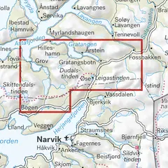 Spanstinden Dudalstinden Calazo H&#248;yfjellskart 1:25 000 Narvik