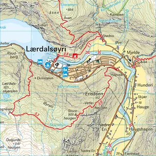 N&#230;r&#248;yfjorden L&#230;rdalen Calazo Turkart 1:50 000