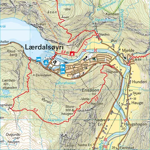 N&#230;r&#248;yfjorden L&#230;rdalen Calazo Turkart 1:50 000