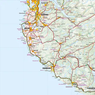 S&#248;rlandet og Vestlandet Calazo Bil- og turistkart 1:350 000