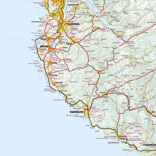 Sørlandet og Vestlandet Calazo Bil- og turistkart 1:350 000 