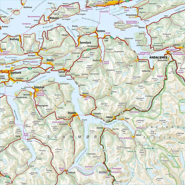 Midt-Norge Calazo Bil- og turistkart 1:350 000 