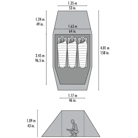Tunnelltelt til 3 MSR Tindheim 3 Green